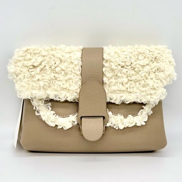 SENREVE Apres Aria Tan Leather & Faux Shearling Crossbody/Belt Bag NWT - Picture 6 of 10